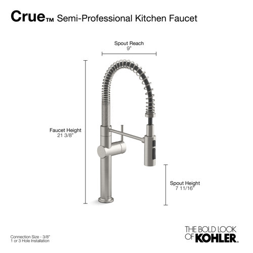 Kohler Crue Single Handle SemiProfessional PreRinse Kitchen Faucet